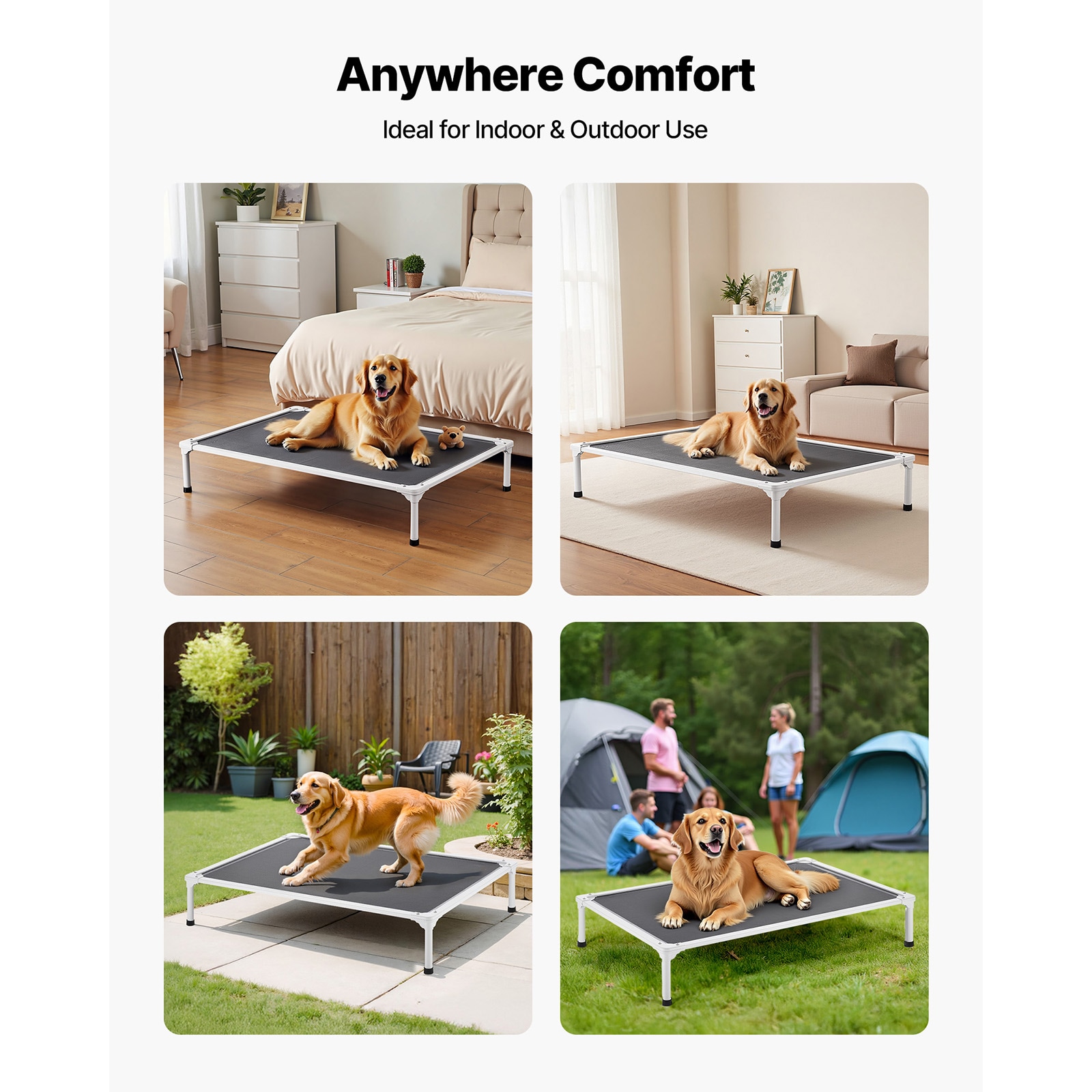 Elevated Dog Bed For Large Dogs Portable Raised Pet Cot With Mesh_voghion.com